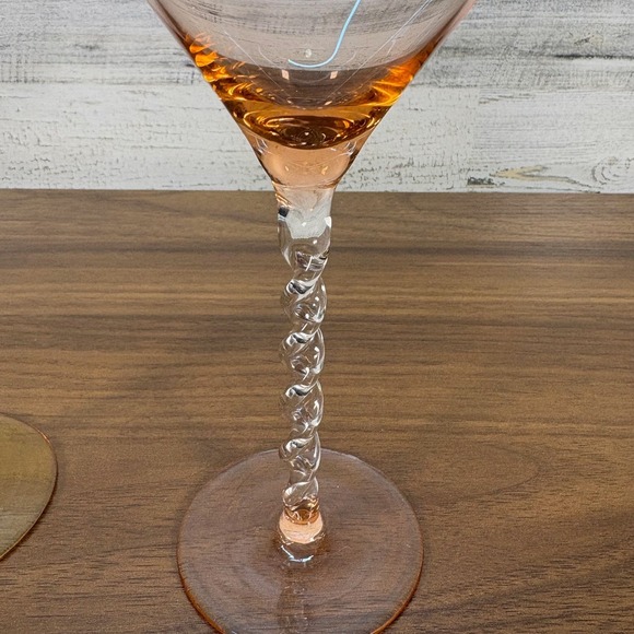 Vintage Martini Glasses Bohemian Style with Twisted Stems Mid Century Lot of Two - Picture 3 of 8